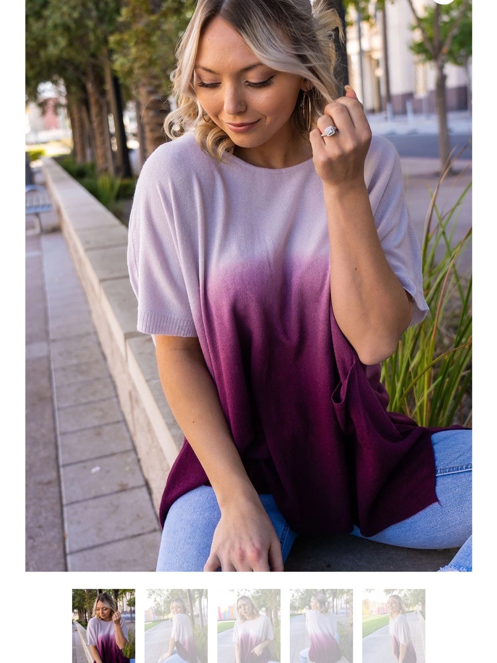 Love stitch Purple Ombre Short Sleeve Tunic